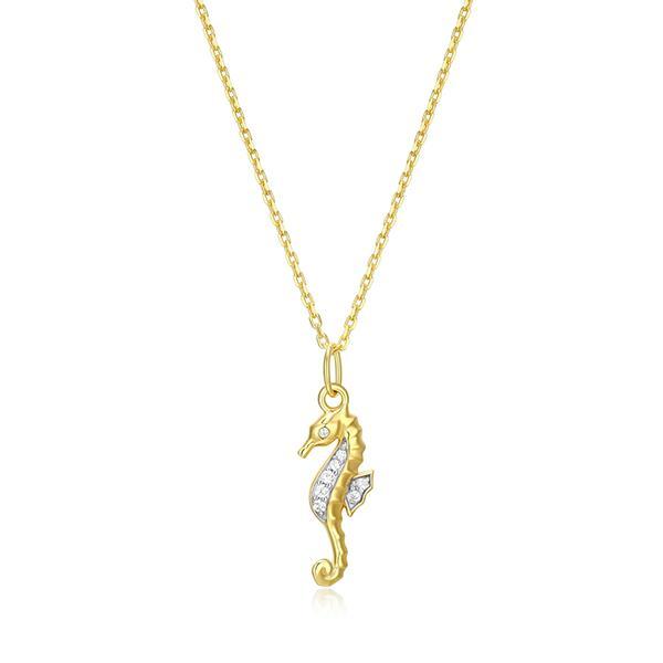 CJ Monte sterling silver lab­-created diamond seahorse necklace