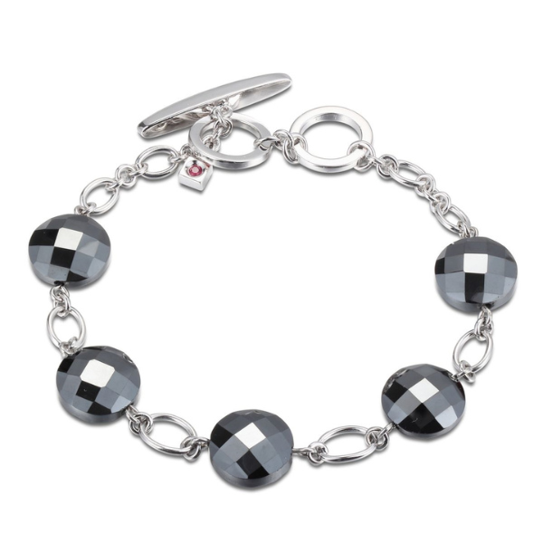BR1LA602-W-8 Heat Hematite Toggle Bracelet Size 8