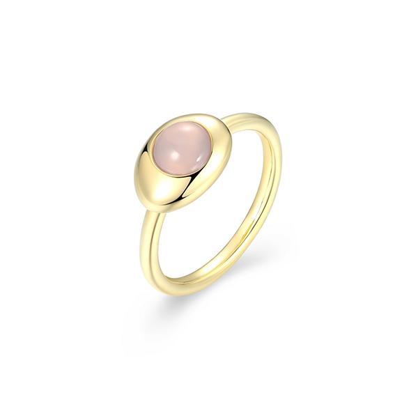 R34ATSBA4-Y-8 Sterling Silver Pink Chalcedony Pebble Ring Size 8