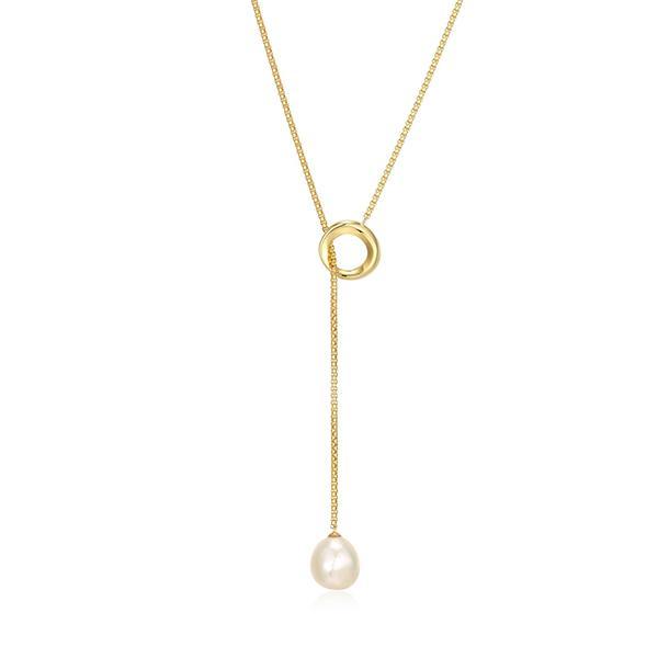 N30AAZS45-Y-26 Sterling Silver Baroque Pearl Long Lariat Necklace Size 26