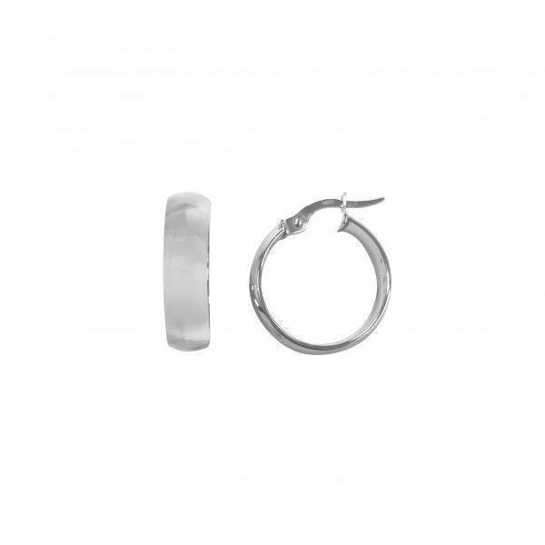 14K White Gold Domed Hoop Earrings - 1.8 gm