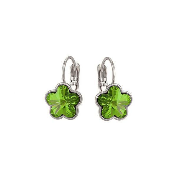 Swarovski Elements Crystal Flower Drop Earrings - Green