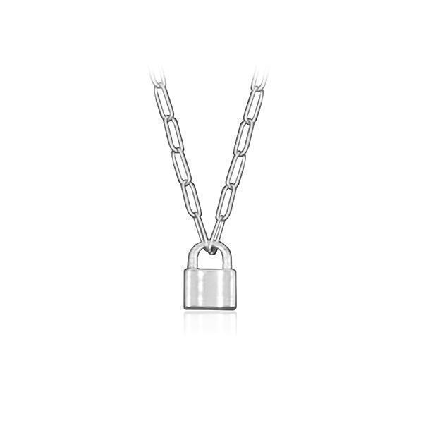 CJ Steelx Lock Pendant - Silver - Jewellery