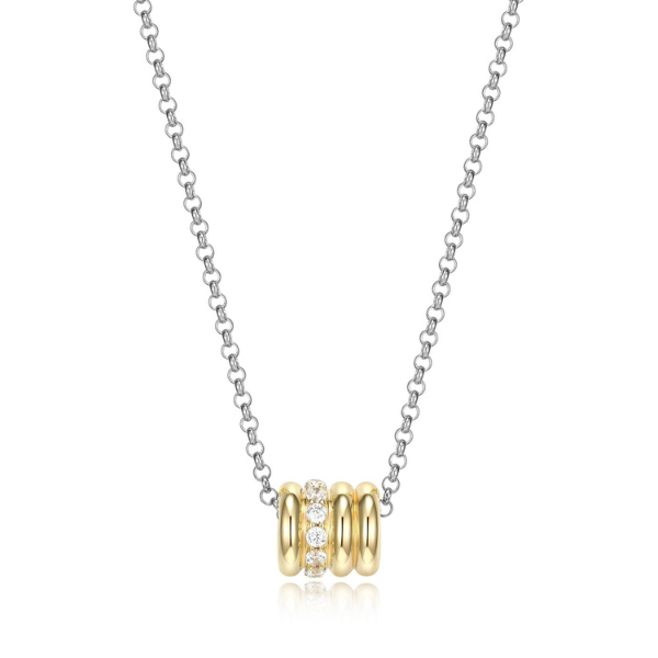 NR0LBYX9-2T Goddess Cubic Zirconia and Silver Four Row Two Tone Necklace
