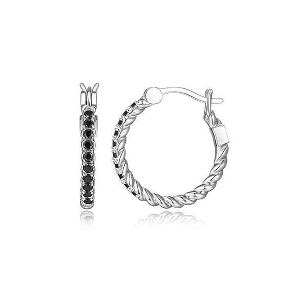 ER2LCLL-B "Nautical" Rope Finish with spinel 18mm Round Hoop Earrings