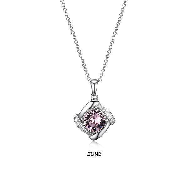 PR3LAJH-JUN JUN "Birthstone" (Light Amethyst) and Signity Cubic Zirconia Pendant