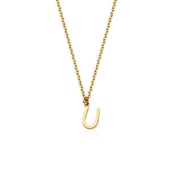 CJ Steelx Carded Letter "U" Necklace - Gold