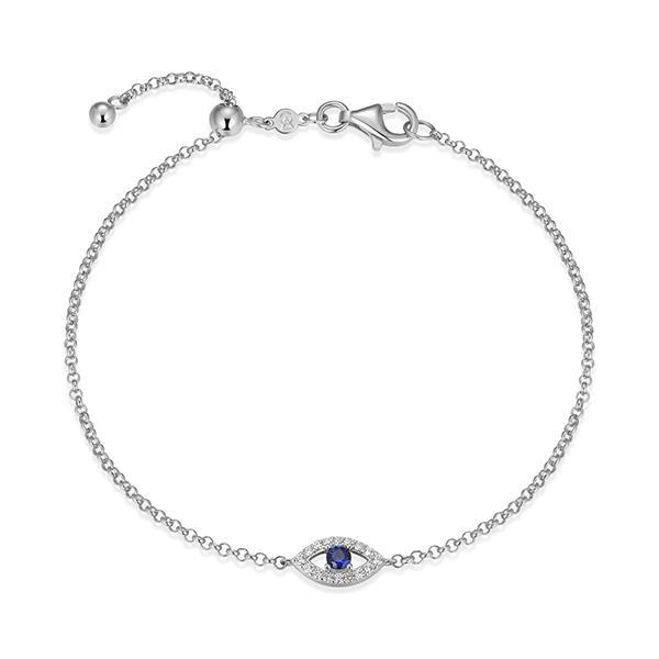 CJ Monte sterling silver lab­-created diamond & created sapphire adjustable evil eye bracelet