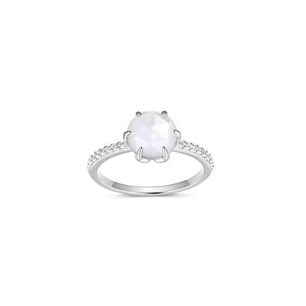 Fleur De Vie Diamondlite CZ and Mother of Pearl Ring - Silver - Size 6