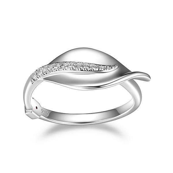 RR4LACV00-W-7 Sterling Silver FOLIAGE Cubic Zirconia Leaf Ring Size 7
