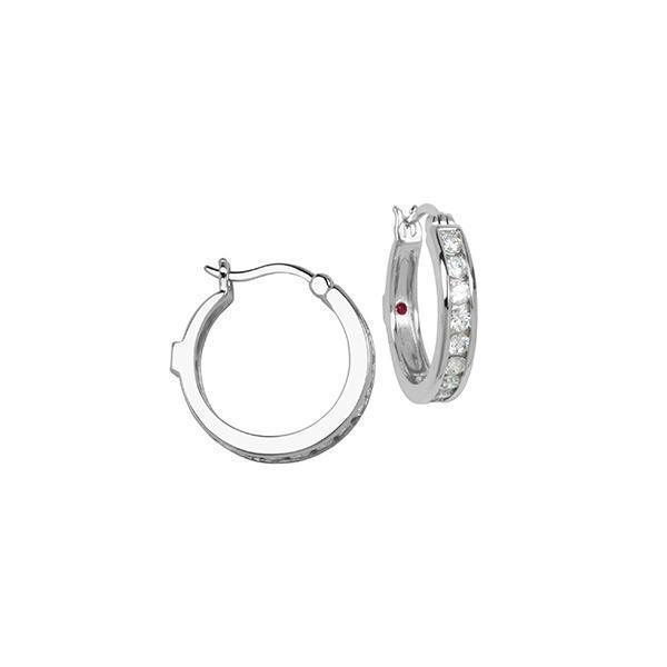 E62L064-W "Hoops" Sterling Silver Channel Set Cubic Zirconia 20mm Hoop Earrings