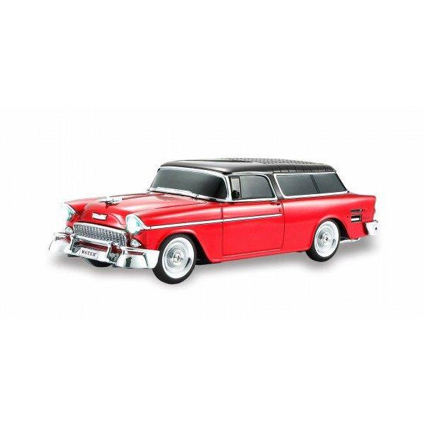 Vintage Style Vinyl Roof Car Design Automobile LED Lights Bluetooth Wireless Speaker KIWS-1955 for Universal Cell Phone And Bluetooth Device - Red