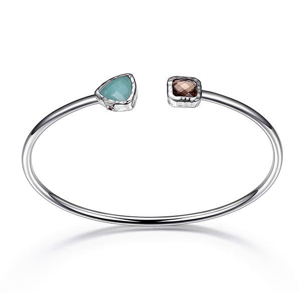 BR1LACPA-W-6.75 Sunrise Quartz and Amazonite Flexi Bangle Bracelet Size 6.75