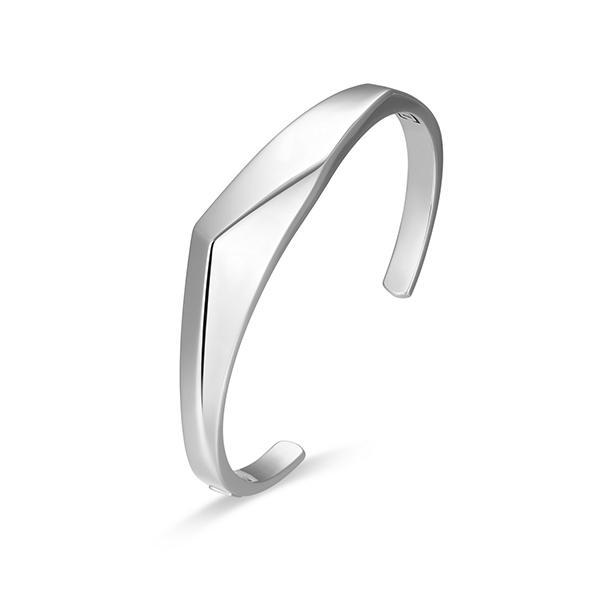 BR1LAQGA0-W-6.5 Sterling Silver PEAK High Polished Polygon Cuff Bangle Size 6.5