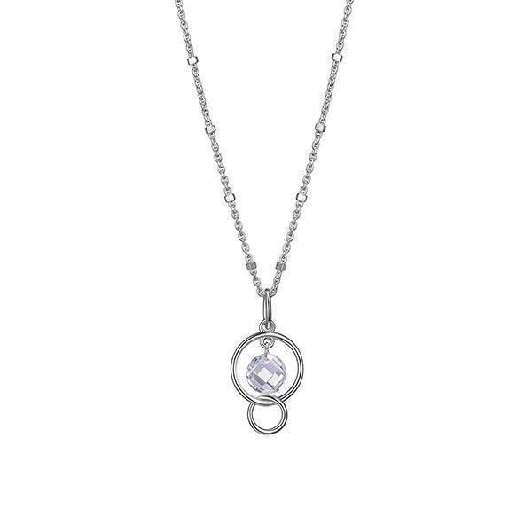 Floating Diamondlite Cubic Zirconia Circle Necklace -Silver