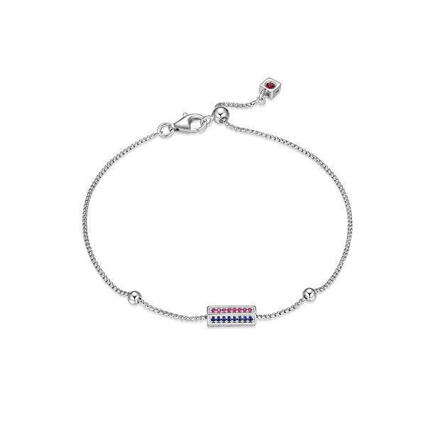 BR1LAPL-W "Cheer" Created Sapphire, Ruby & White Sapphire Hexagon Pillar Pendant Bracelet