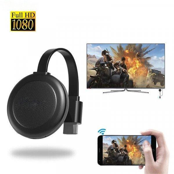 HDMI Screen Receiver Wireless Display Adapter: On-Screen Device Push, Cast Screen Mirror for Miracast Airplay for Universal Cell Phone, Device and More - Black