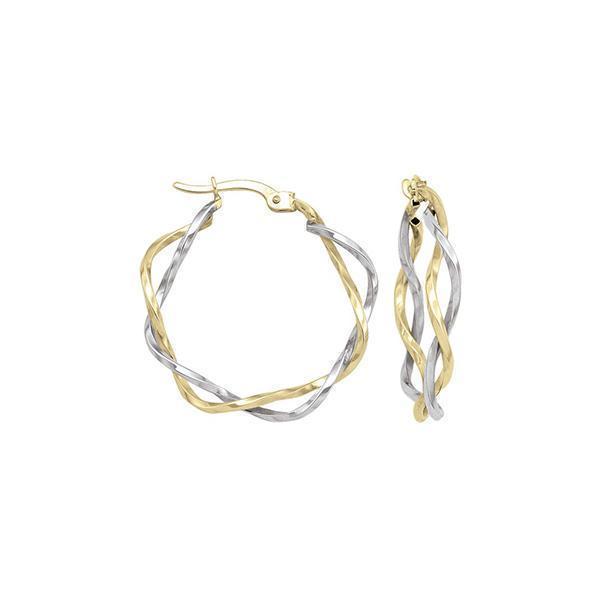 14K Two Tone Gold Hoop Earrings