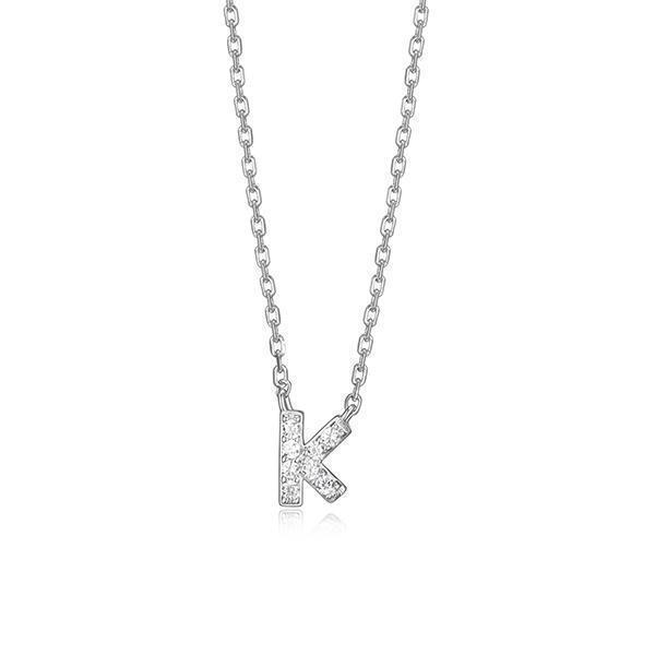 Diamondlite Cubic Zirconia Mini Initial K Necklace - Silver