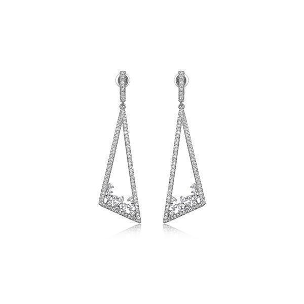 Diamondlite Cubic Zirconia Confetti Triangle Statement Earrings - Silver
