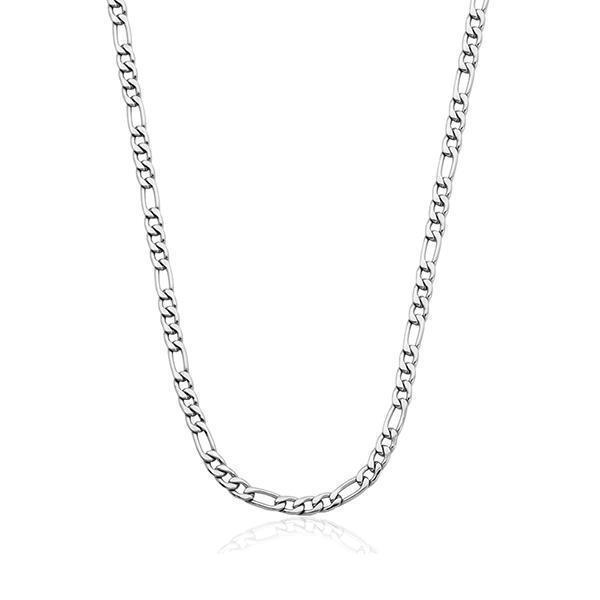 STEELX 4.5mm Figaro Chain Necklace - Silver - 24"