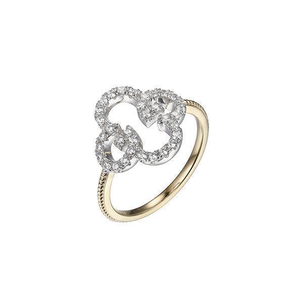 RCGR4Q02R-2T-7 Sterling Silver "MONOGRAM" Ring with Cubic Zirconia - Gold and Silver