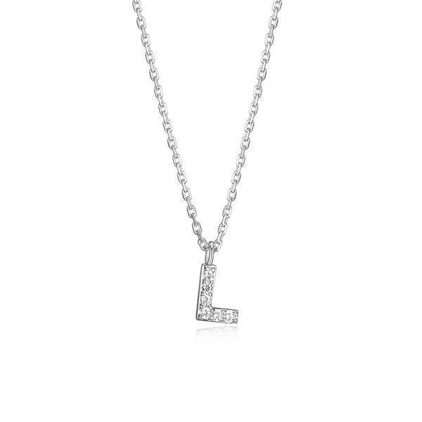 Diamondlite Cubic Zirconia Mini Initial L Necklace - Silver