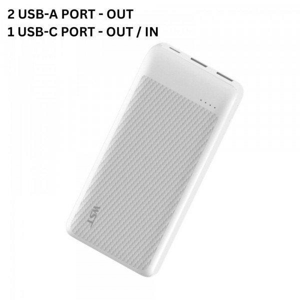 USB/Type-C Outputs Ultra Slim 20000mAh Universal Battery Pack Portable Charger Power Bank SL20DD for Universal Cell Phone And Devices - White