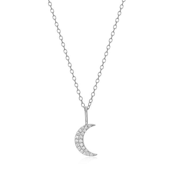 CJ Monte sterling silver lab­created diamond crescent moon necklace
