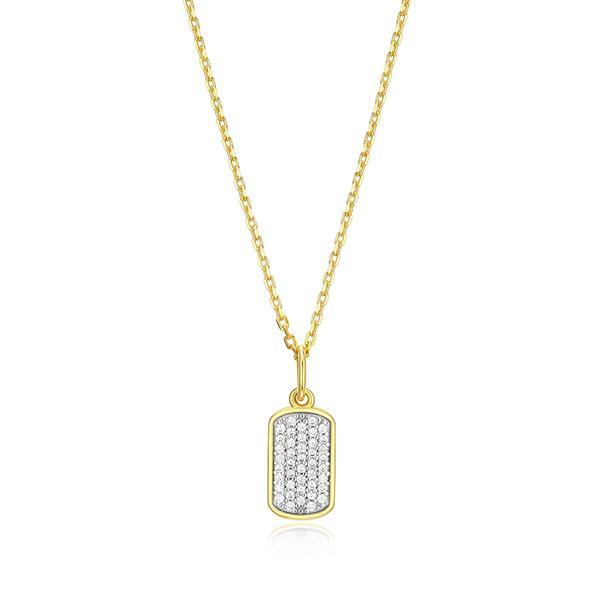 CJ Monte sterling silver lab­created diamond tag necklace