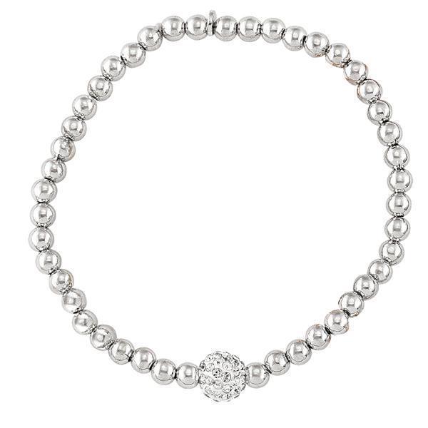 Sterling Silver Fashion Bracelet with CZ ball - Silver