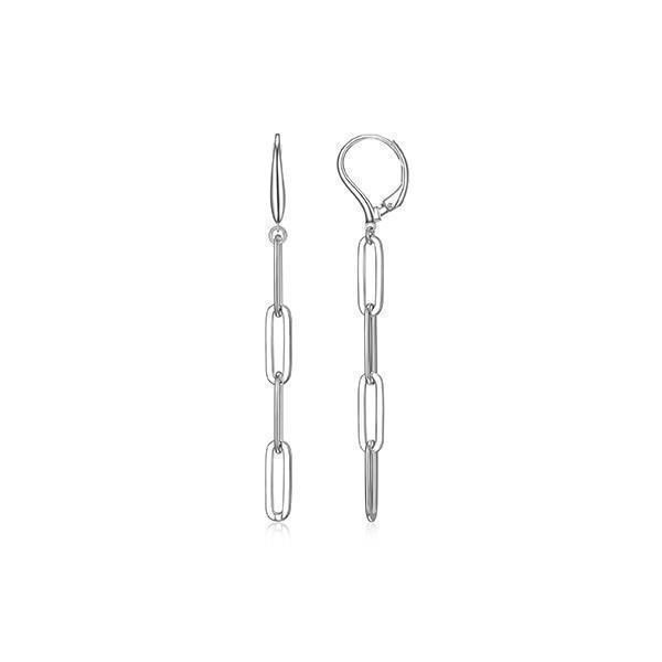 ECGR2Q094-W Sterling Silver "PAPERCLIP" 4.5mm Link Dangle Earrings