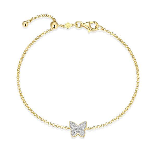 CJ Monte sterling silver lab­-created diamond butterfly adjustable bracelet