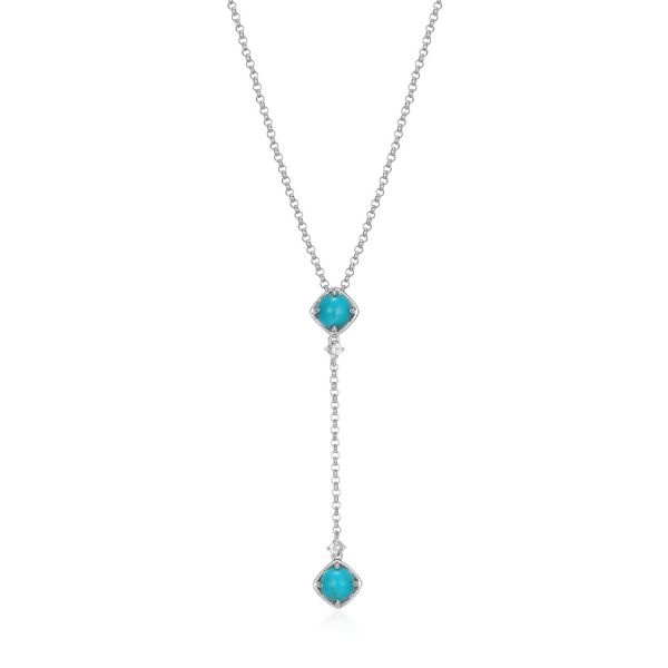 NR0LBZLF-W Sway Round Turquoise adn Topaz Y Necklace
