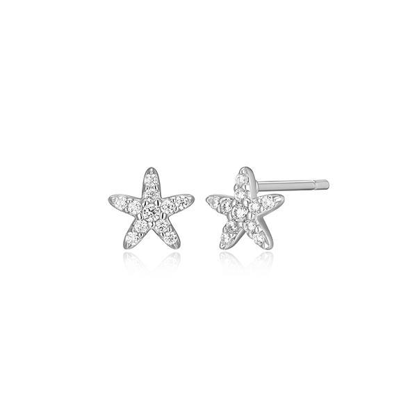 CJ Monte sterling silver lab­-created diamond starfish stud earrings