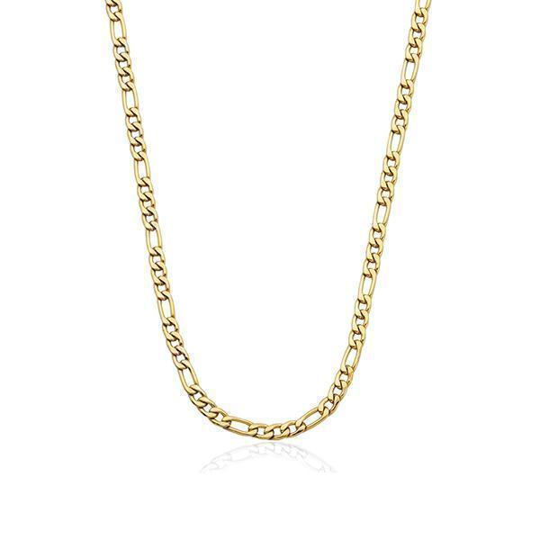 STEELX 4.5mm Figaro Chain Necklace - Gold