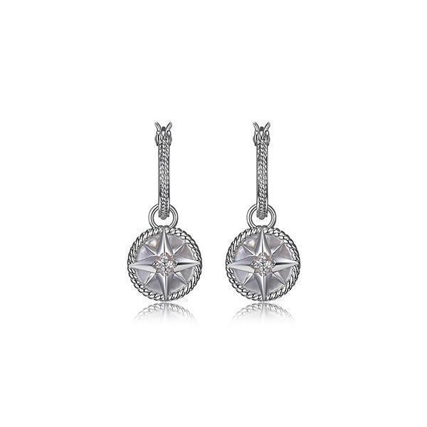 ECGR2Q06Q-W Sterling Silver "STELLA" Star Dangle Lever Back Earrings with Cubic Zirconia
