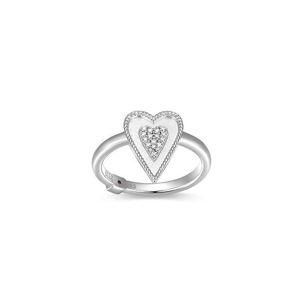 RR4LAHZ00-W-6 Sterling Silver LONG LOVE Elongated Heart CZ Milgrain Accent Ring Size 6