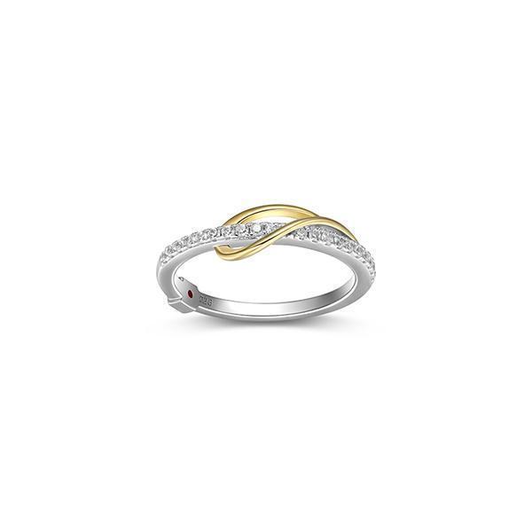 RR4LAFD-2T-6 "Confluence" Pear Shape and Cubic Zirconia Ring - Silver and Gold