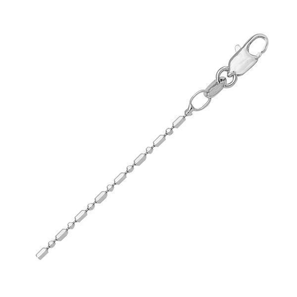 18" 18K White Gold Station Bead Necklace - 2.8 gm