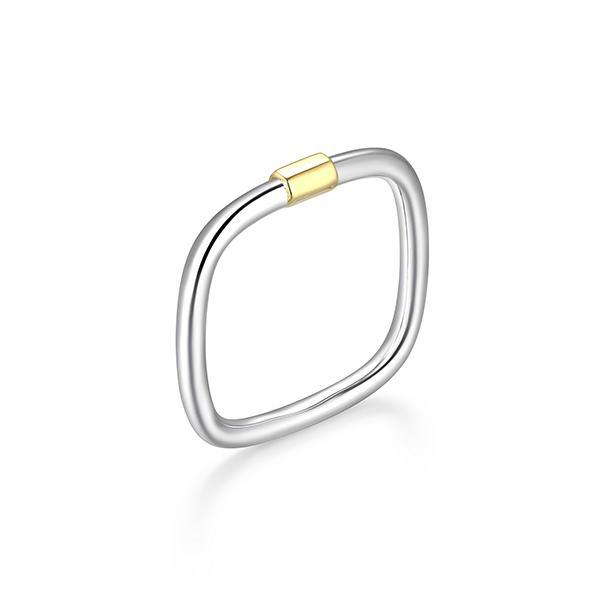 RR4ASZJ97-2T-6 Sterling Silver Carabiner Square Two Tone Ring Size 6 or 7