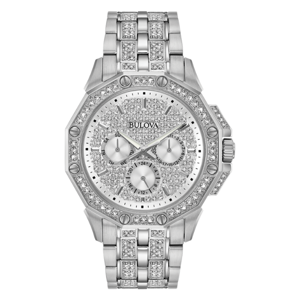 96C134 Multifunction Crystal Pave Men Watch