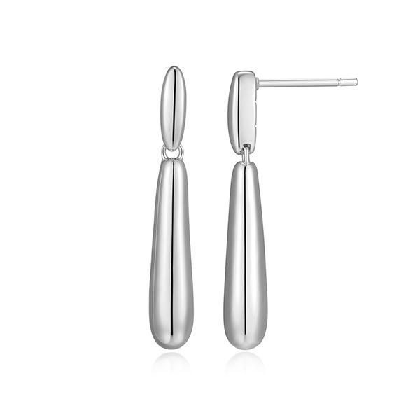 ER2LCV3A0-W Sterling Silver LUSTRE Elongated Puffy Droplet Stud Earrings