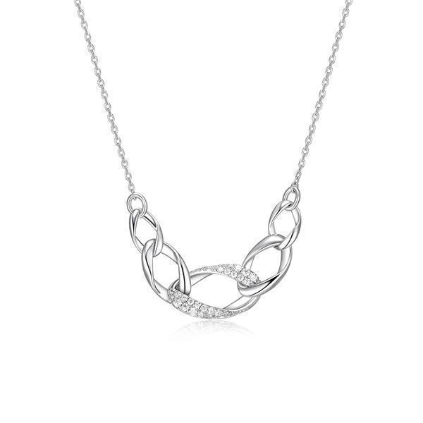 NR0LBRH-W "Ovation" Multi-Oval Link with Pave Cubic Zirconia Necklace