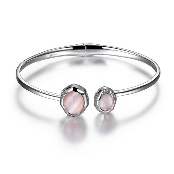 BR1LAAY9-W-7 Oasis Mother of Pearl and Crystal Overlay Bangle Size 7