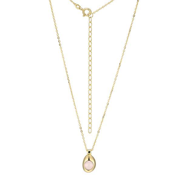 N30ADHVA4-Y-17 Sterling Silver Pink Chalcedony Single Pebble Necklace Size 17