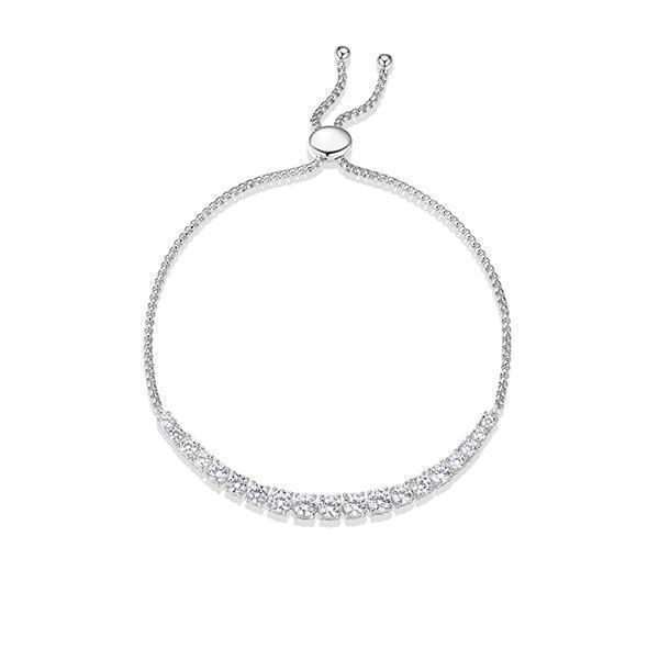 Diamondlite Cubic Zirconia Graduated Bolo Bracelet - Silver