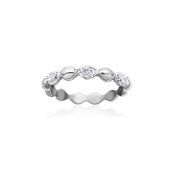 CJ Steelx Teardrop Micropave and High Polish Band - Silver - Size 7
