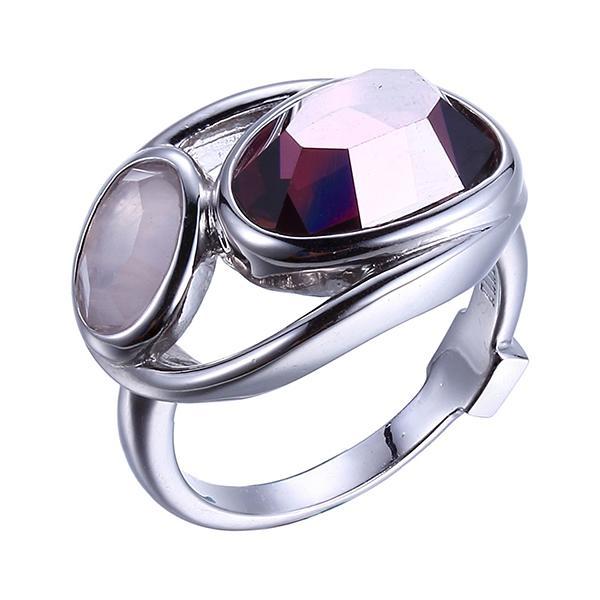 RR4LA4FEC-W-7 Sterling Silver SUGAR MELON Rose and Smoky Quartz Cubic Zirconia Ring Size 7