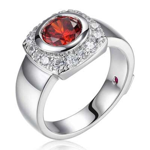 RR4L86141-W-7 Sterling Silver RADIANCE Red Cubic Zirconia Ring Size 7